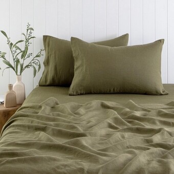 Pillow Talk Washed Linen Fitted Sheet by M.U.S.E. offer