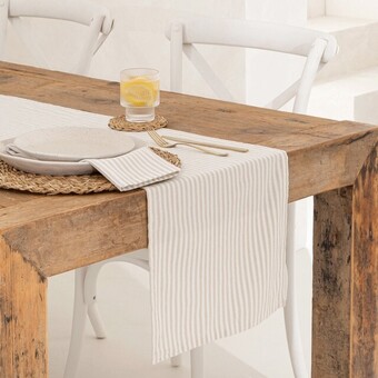 Pillow Talk Catania Stripe Natural Table Linen by Habitat offer