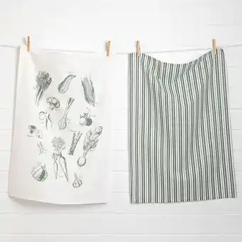 Pillow Talk Vegetable Tea Towel 2 Pack by Habitat offer