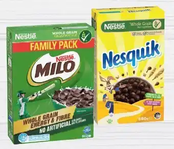 IGA Nestlé Milo or Nesquik Cereals 600-700g Selected Varieties offer