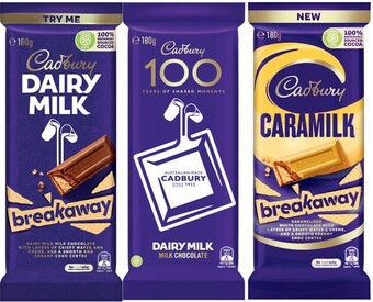 Coles Cadbury Family, Marvellous Creations or Bubbly Block Chocolate 160g-190g offer