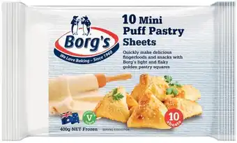 Borg’s Frozen Mini Puff Pastry 10 Sheets 400g