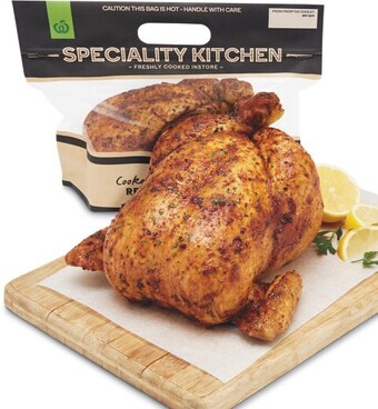 Woolworths Australian RSPCA Approved Woolworths Hot Roast Chicken – Excludes all other Roast Chicken Varieties offer