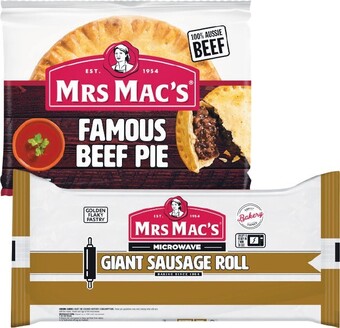Woolworths Mrs Mac’s Microwave Pie, Sausage Roll or Pastie 165-175g offer