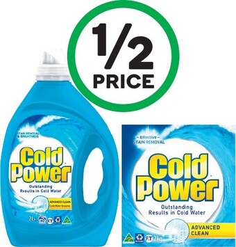Woolworths Cold Power Advanced Clean Laundry Liquid 1.8-2 Litre or Powder 1.8-2 kg offer