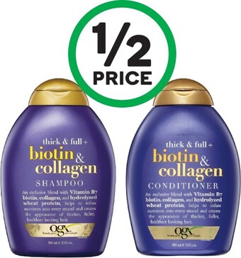 Woolworths OGX Shampoo or Conditioner 385ml offer