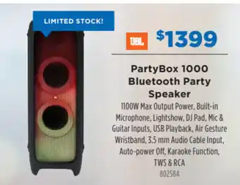 Betta JBL PartyBox 1000 Bluetooth Party Speaker 802584 offer