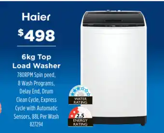 Betta Haier 6kg Top Load Washer 827294 offer