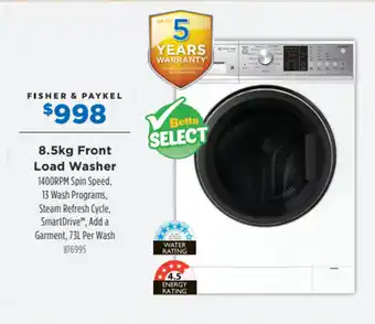 Fisher & Paykel 8.5kg Front Load Washer 816995