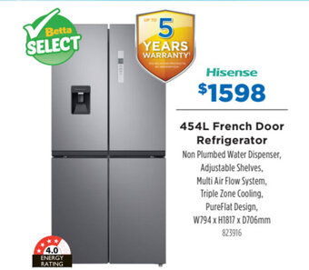 Betta Hisense 454L French Door Refrigerator offer