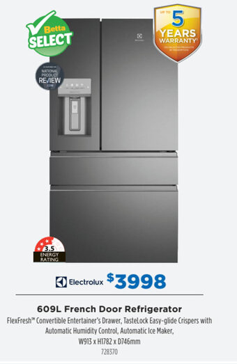 Betta Electrolux 609L French Door Refrigerator offer