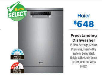 Betta Haier Freestanding Dishwasher offer