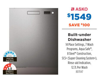 Betta Asko Built-under Dishwasher offer