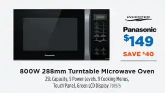 Betta Inverter Panasonic 800W 288mm Turntable Microwave Oven offer