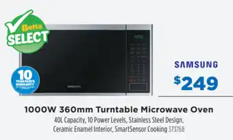 Betta Samsung 1000W 360mm Turntable Microwave Oven offer