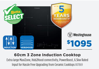 Betta Westinghouse 60cm 3 Zone Induction Cooktop offer