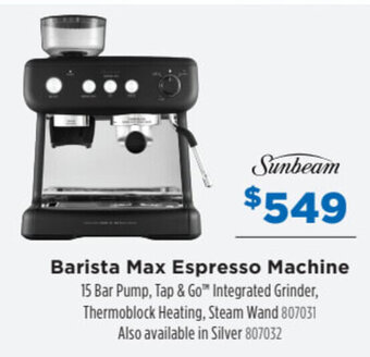 Betta Sunbeam Barista Max Espresso Machine offer