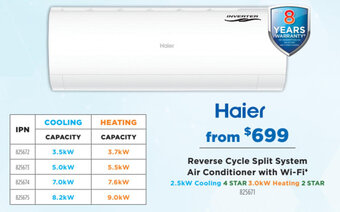 Betta Haier Reverse Cycle Split System Air Conditioner with Wi-Fi offer