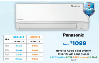 Betta Panasonic Reverse Cycle Split System Inverter Air Conditioner offer