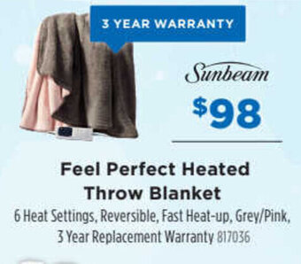 Betta Sunbeam Feel Perfect Heated Throw Blanket offer