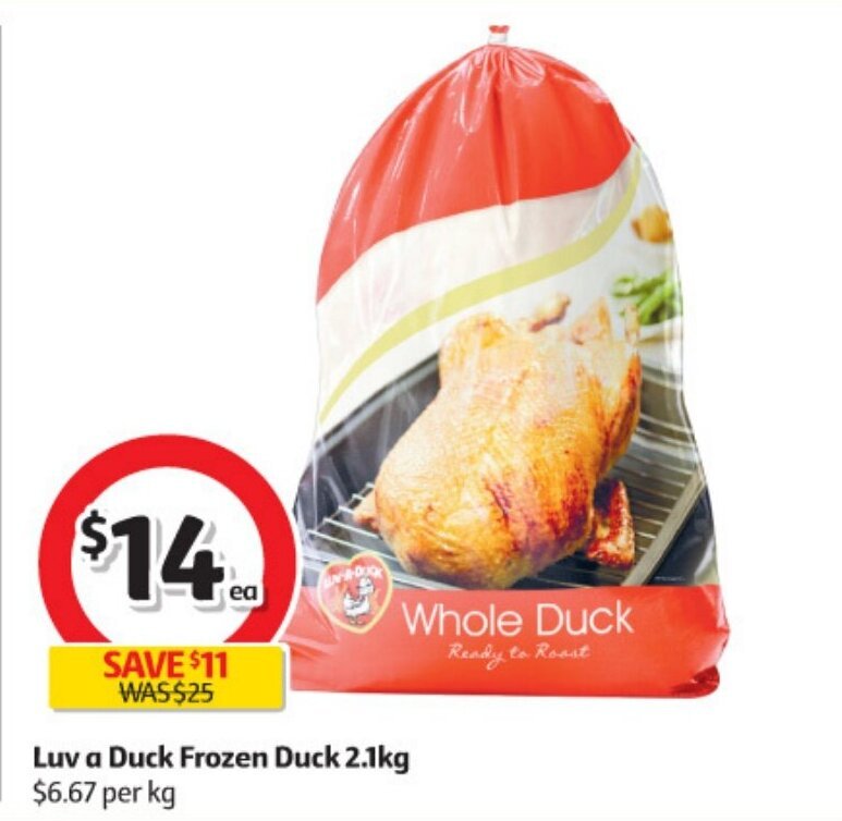 Luv a Duck Frozen Duck 2.1kg offer at Coles