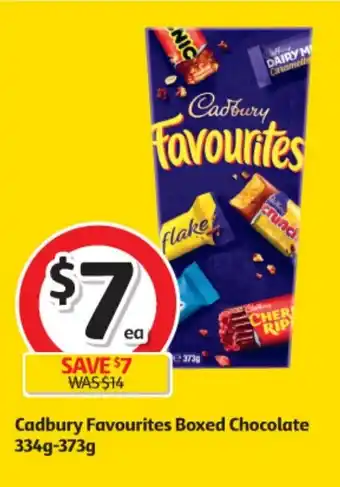 Coles Cadbury Favourites Boxed Chocolates 334g-373g offer