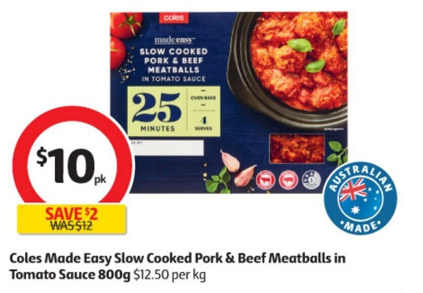 Made Easy Slow Cooked Pork & Beef Meatballs in Tomato Sauce 800g offer