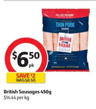 Coles British Sausages 450g offer