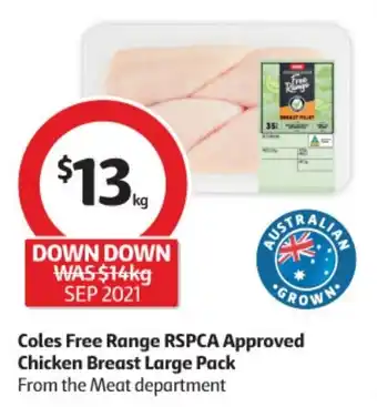 Coles Free Range RSPCA Approved Chicken Breast Large Pack offer