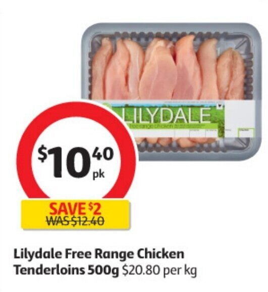 Lilydale Free Range Chicken Tenderloins 500g offer at Coles
