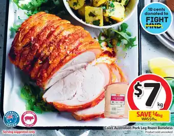 Coles Australian Pork Leg Roast Boneless offer