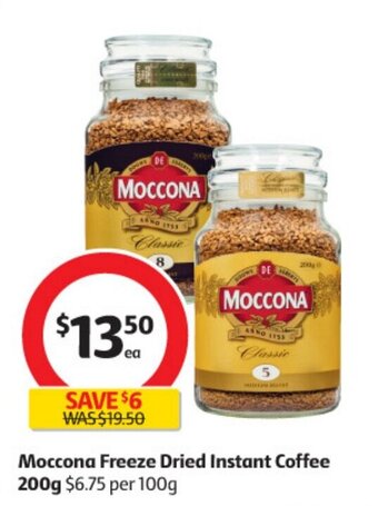 Coles Moccona Freeze Dried Instant Coffee 200g offer