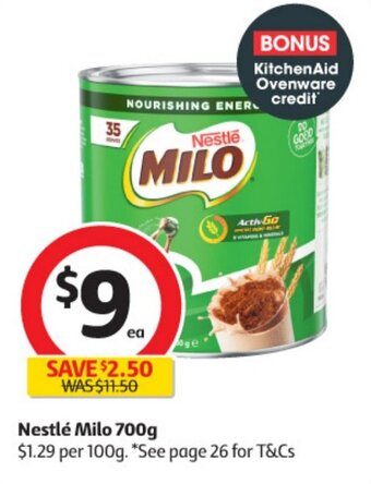 Coles Nestle Milo 700g offer