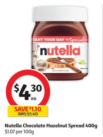 Coles Nutella Chocolate Hazelnut Spread 400g offer
