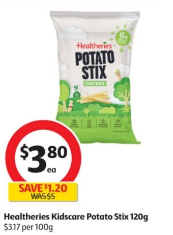 Coles Healtheries Kidscare Potato Stix 120g offer