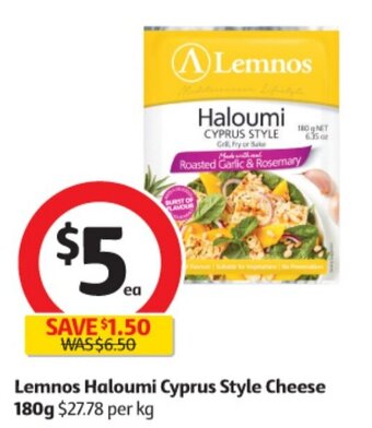 Coles Lemnos Haloumi Cyprus Style Cheese 180g offer