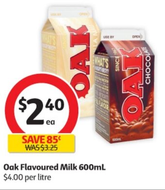 Coles Oak Flavoured Milk 600mL offer