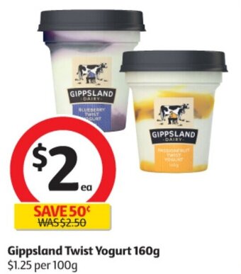 Coles Gippsland Twist Yogurt 160g offer