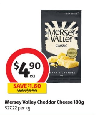 Coles Mersey Valley Cheddar Cheese 180g offer