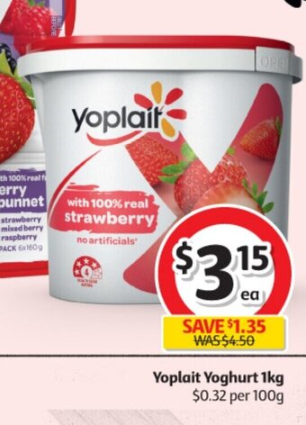 Coles Yoplait Yoghurt 1kg offer