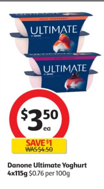 Coles Danone Ultimate Yoghurt 4x115g offer