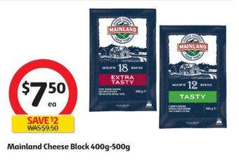 Coles Mainland Cheese Block 400g-500g offer