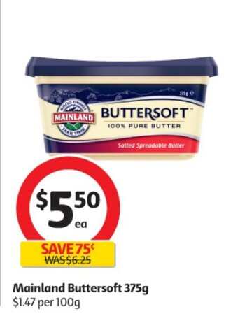 Coles Mainland Buttersoft 375g offer