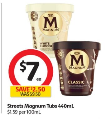 Coles Streets Magnum Tubs 440mL offer