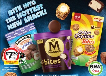 Coles Streets Ice Cream Bites 160mL-279mL offer