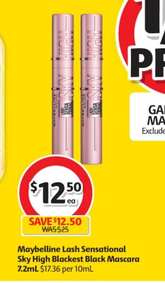 Coles Maybelline Lash Sensational Sky High Blackest Black Mascara 7.2mL offer