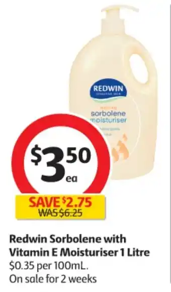 Coles Redwin Sorbolene With Vitamine E Moisturiser 1 Litre offer