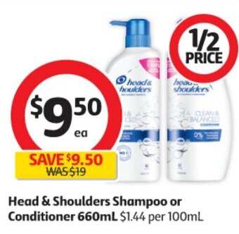 Coles Head & Shoulders Shampoo or Conditioner 660mL offer