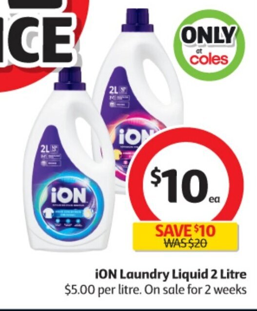 iON Laundry Liquid 2 Litre offer at Coles