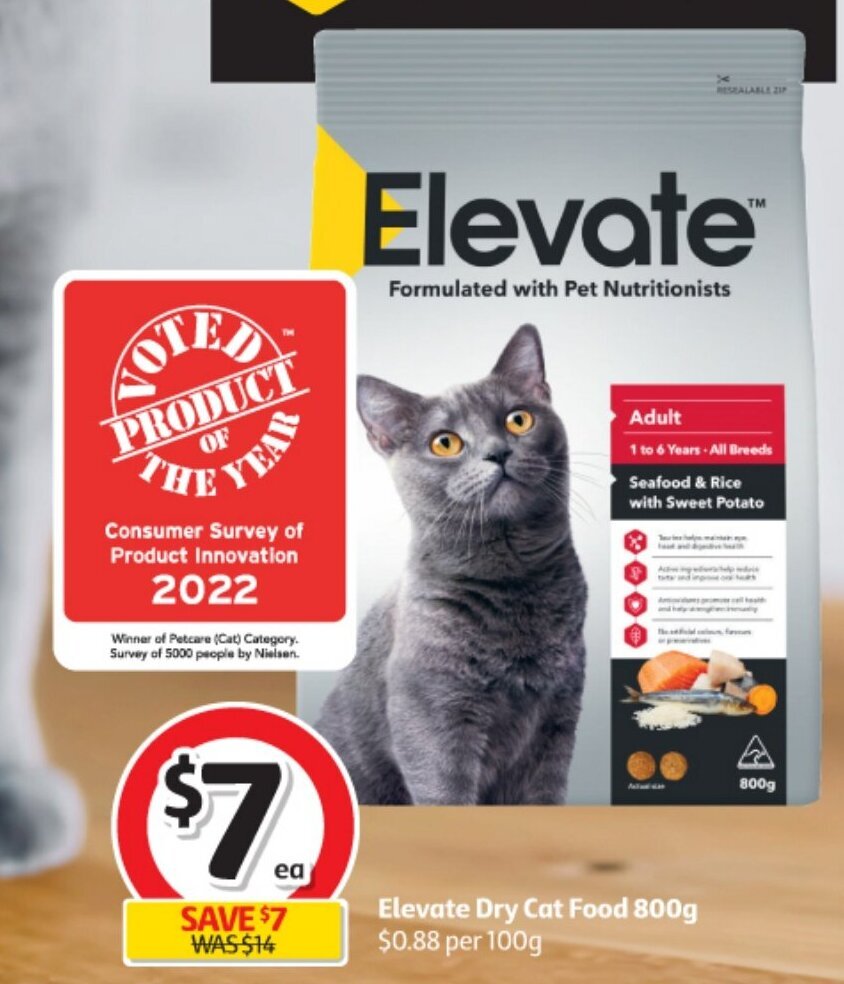 Elevate Dry Cat Food 800g offer at Coles